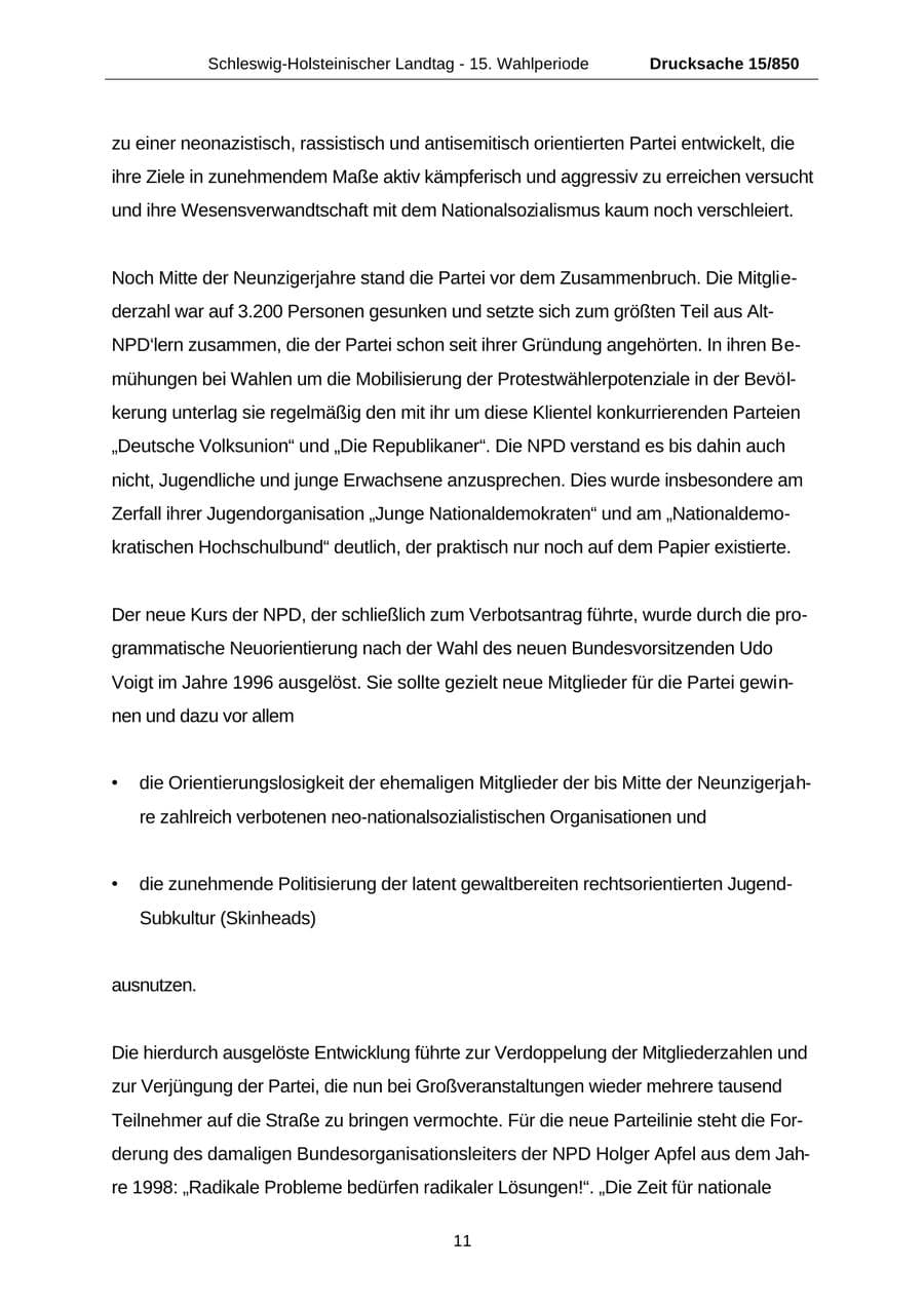 Seite 11 des Verfassungsschutzbericht 2000 Schleswig-Holstein