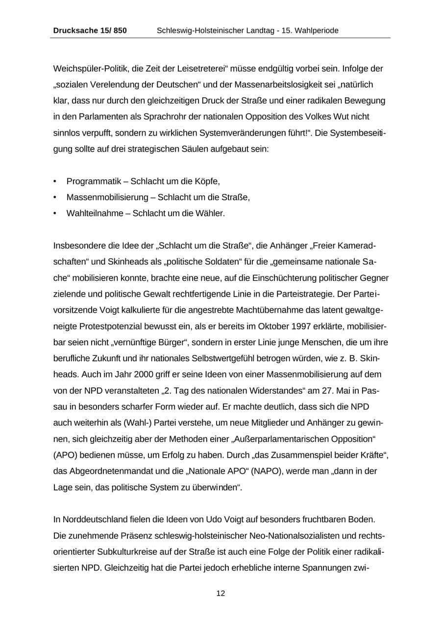 Seite 12 des Verfassungsschutzbericht 2000 Schleswig-Holstein