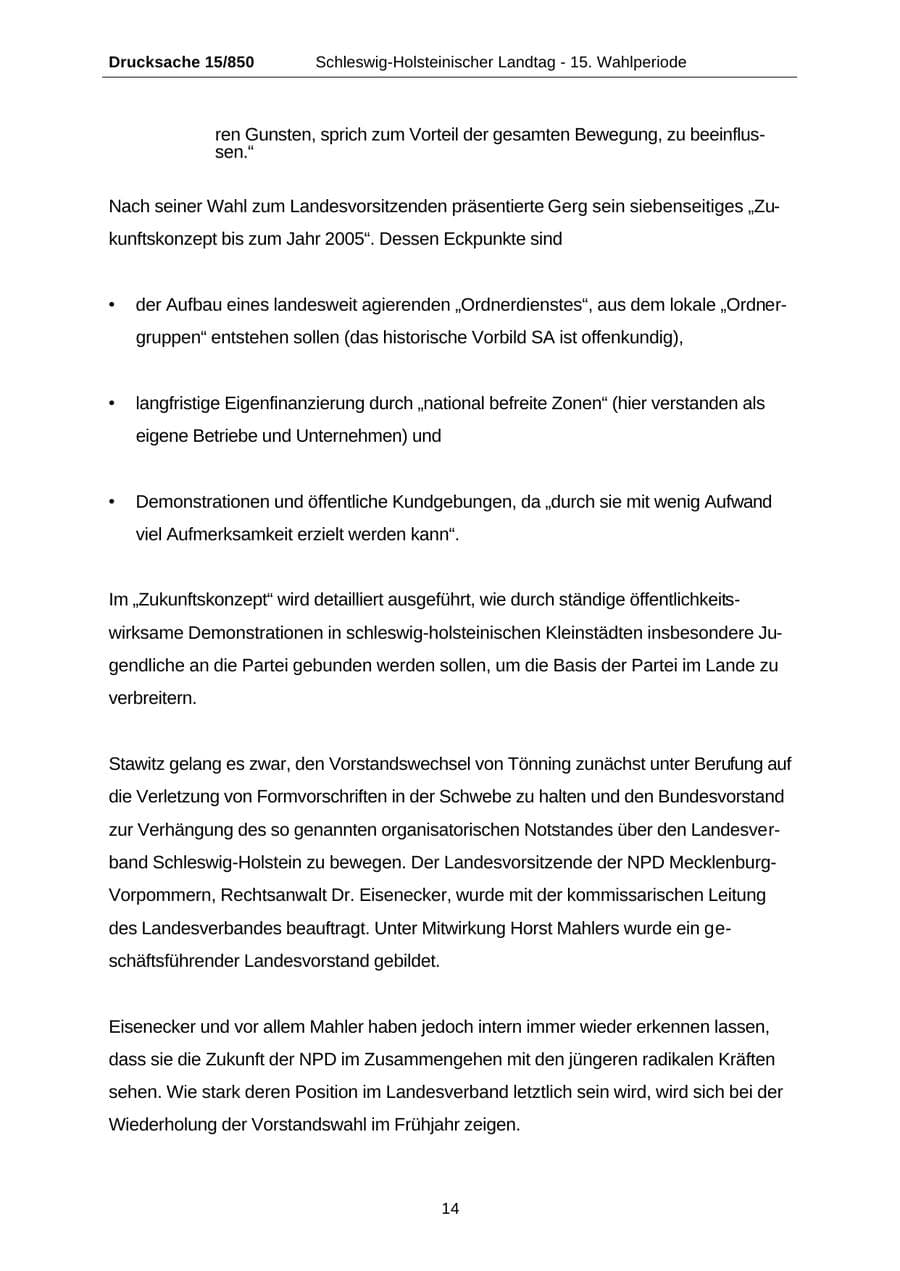 Seite 14 des Verfassungsschutzbericht 2000 Schleswig-Holstein