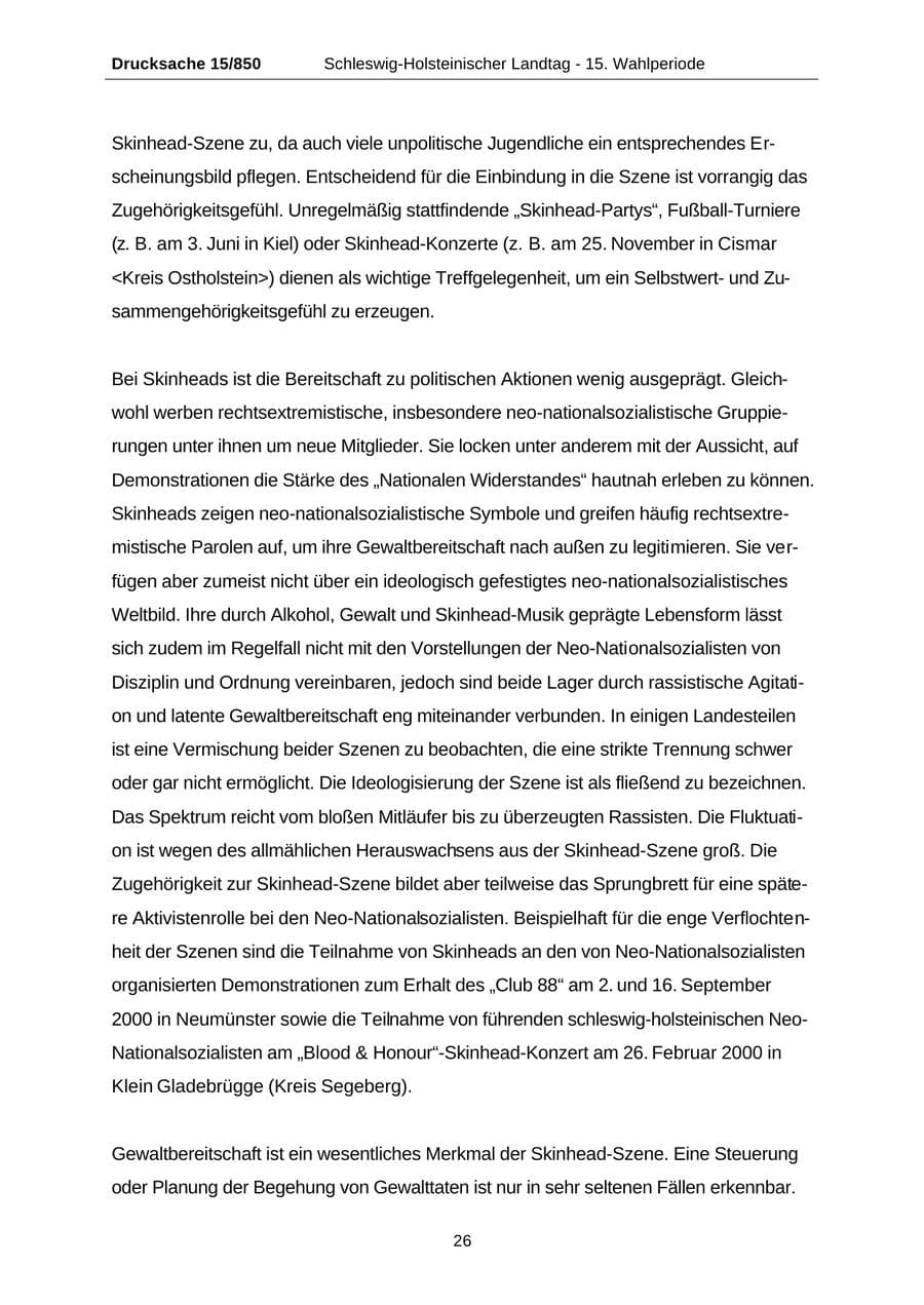 Seite 26 des Verfassungsschutzbericht 2000 Schleswig-Holstein