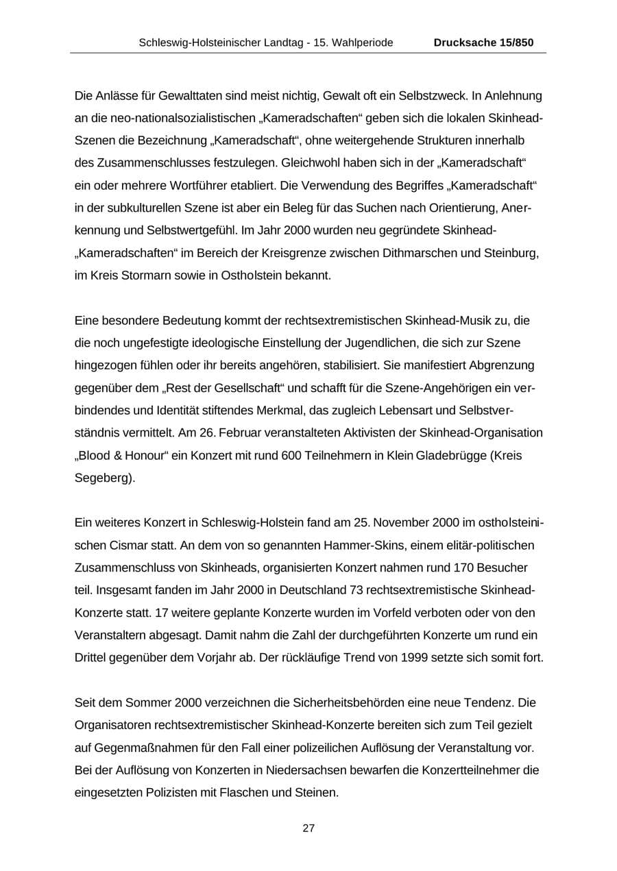 Seite 27 des Verfassungsschutzbericht 2000 Schleswig-Holstein
