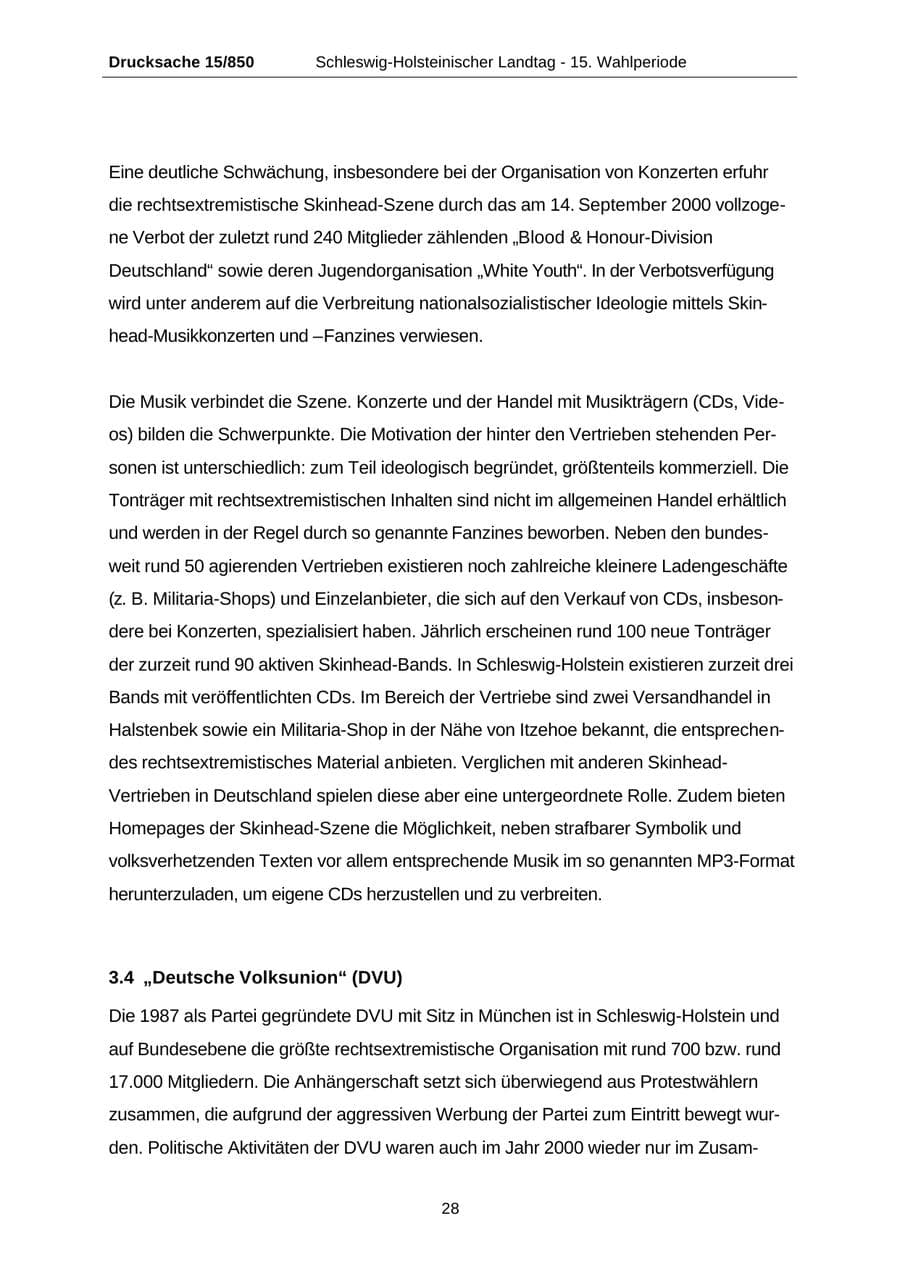 Seite 28 des Verfassungsschutzbericht 2000 Schleswig-Holstein
