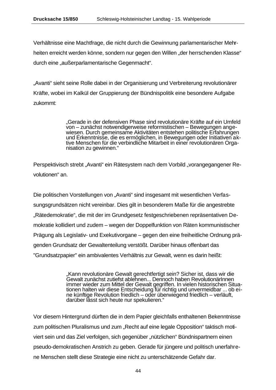 Seite 44 des Verfassungsschutzbericht 2000 Schleswig-Holstein