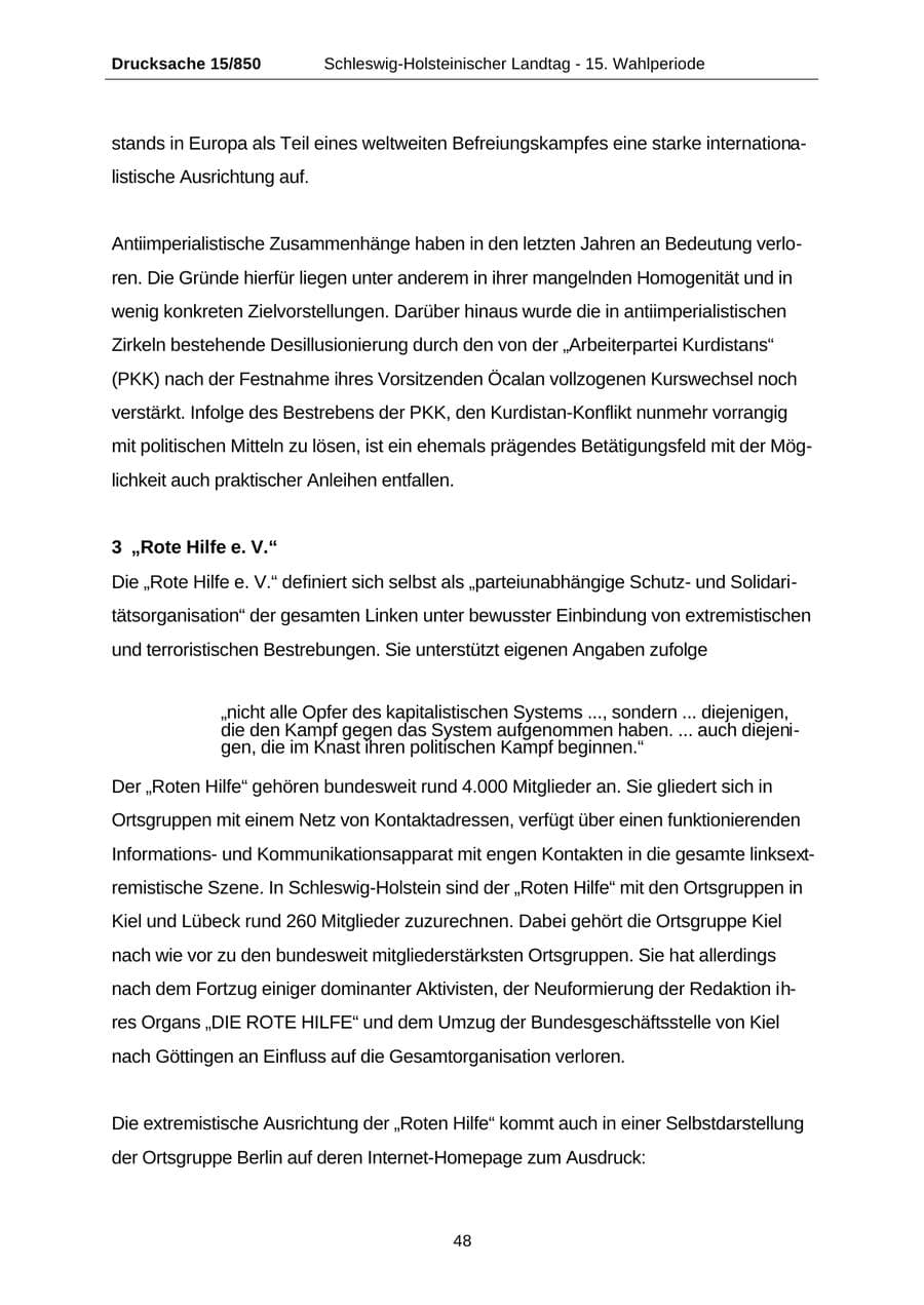 Seite 48 des Verfassungsschutzbericht 2000 Schleswig-Holstein