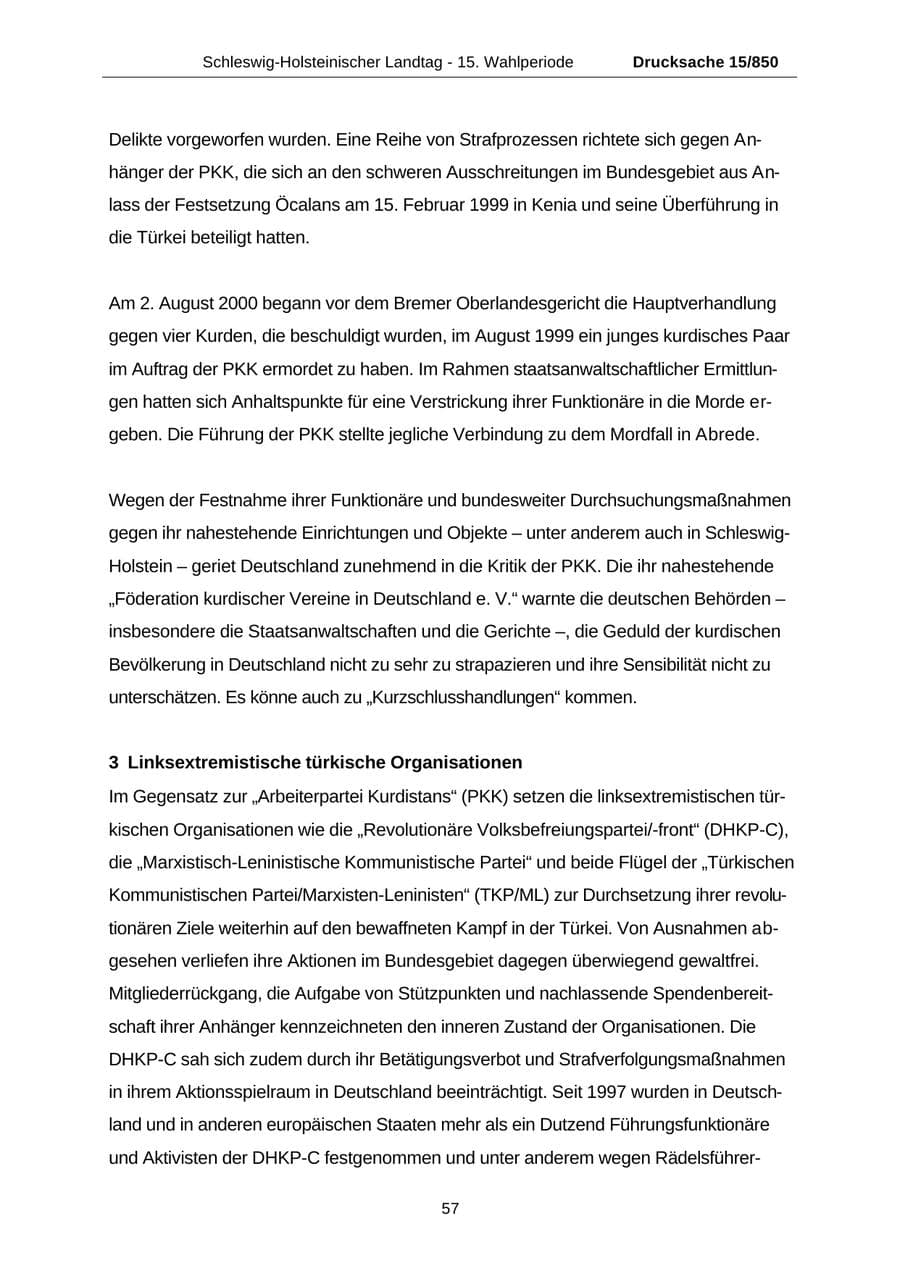 Seite 57 des Verfassungsschutzbericht 2000 Schleswig-Holstein