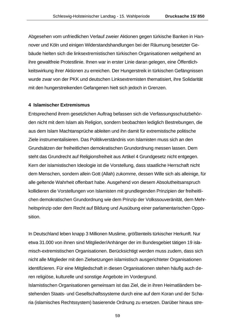 Seite 59 des Verfassungsschutzbericht 2000 Schleswig-Holstein