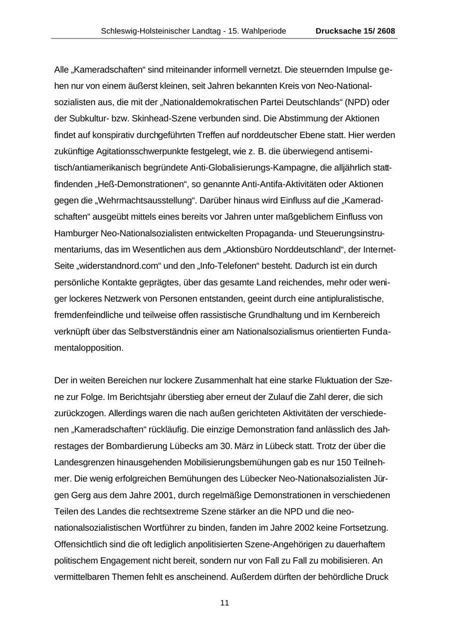 Seite 11 des Verfassungsschutzbericht 2002 Schleswig-Holstein
