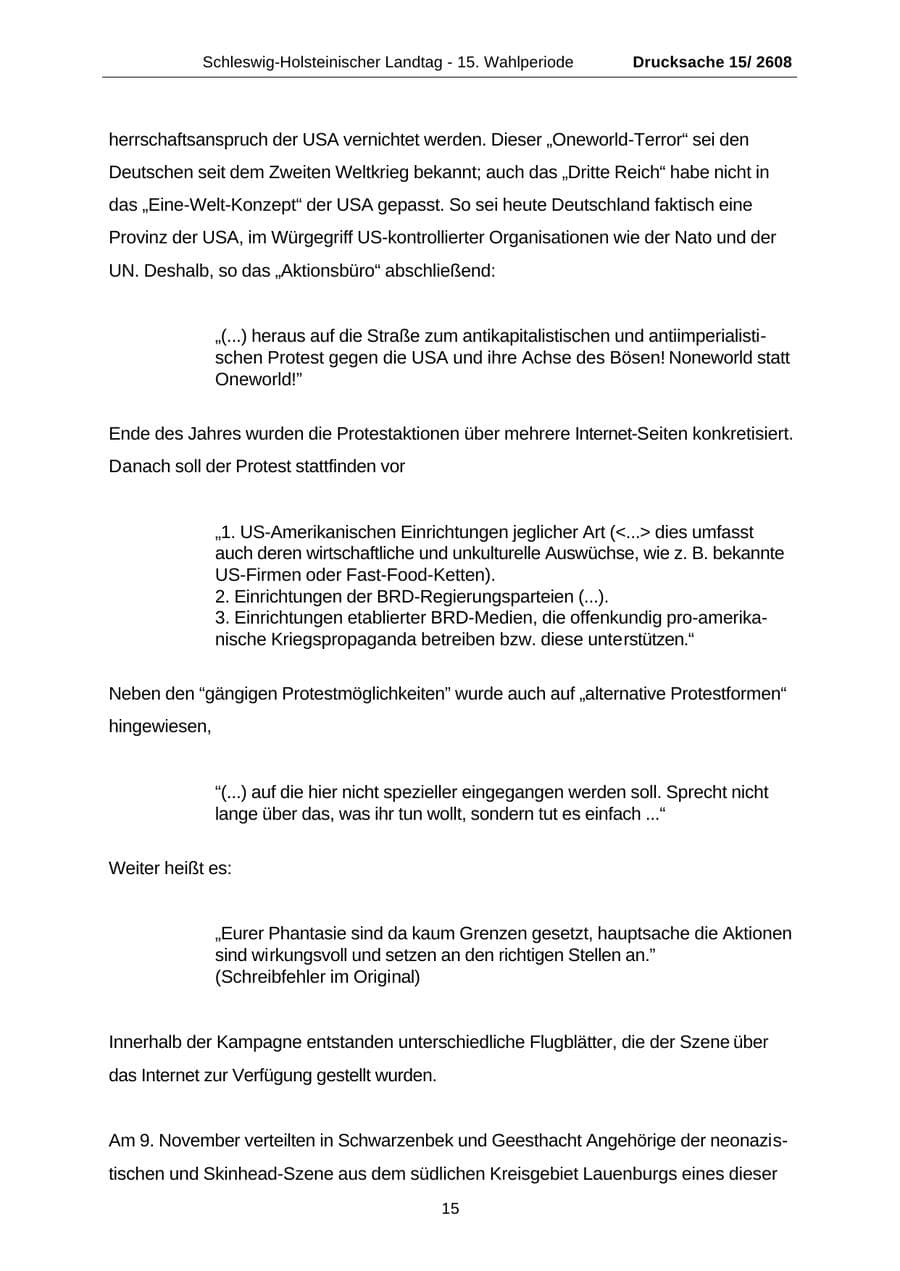 Seite 15 des Verfassungsschutzbericht 2002 Schleswig-Holstein