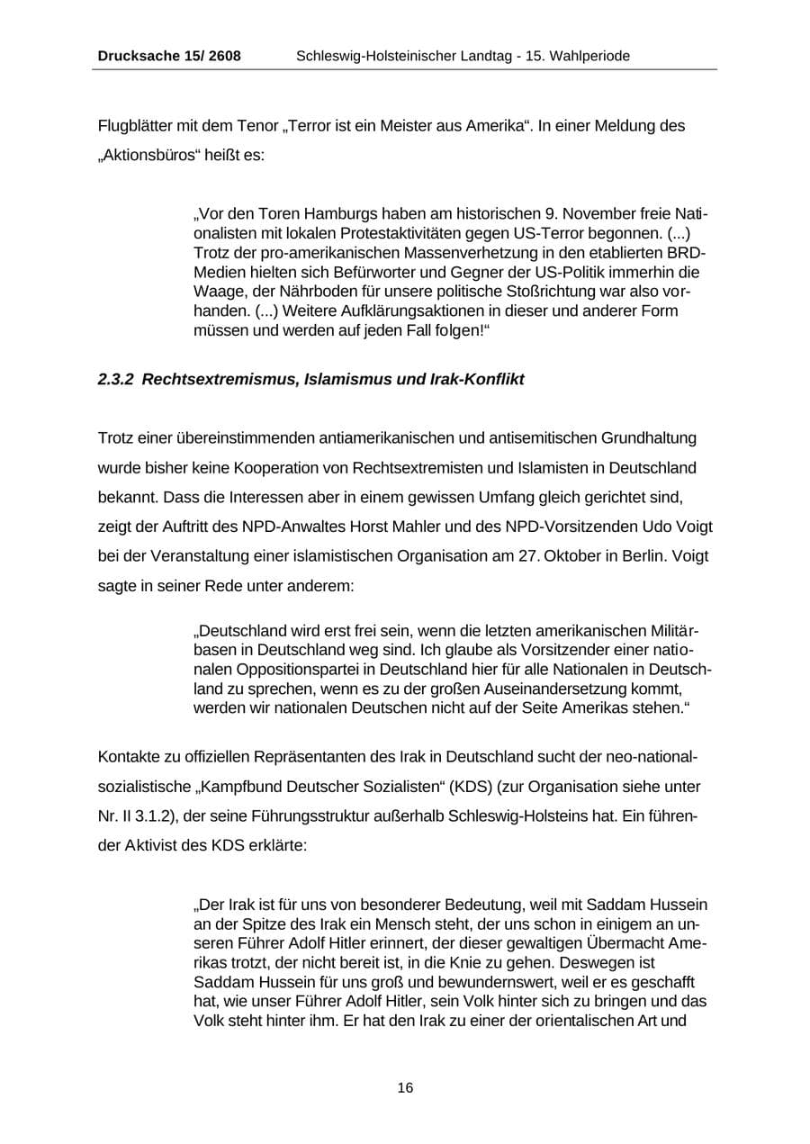 Seite 16 des Verfassungsschutzbericht 2002 Schleswig-Holstein