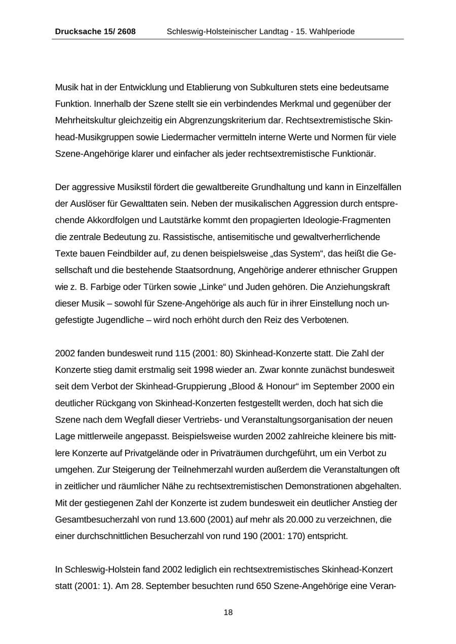 Seite 18 des Verfassungsschutzbericht 2002 Schleswig-Holstein