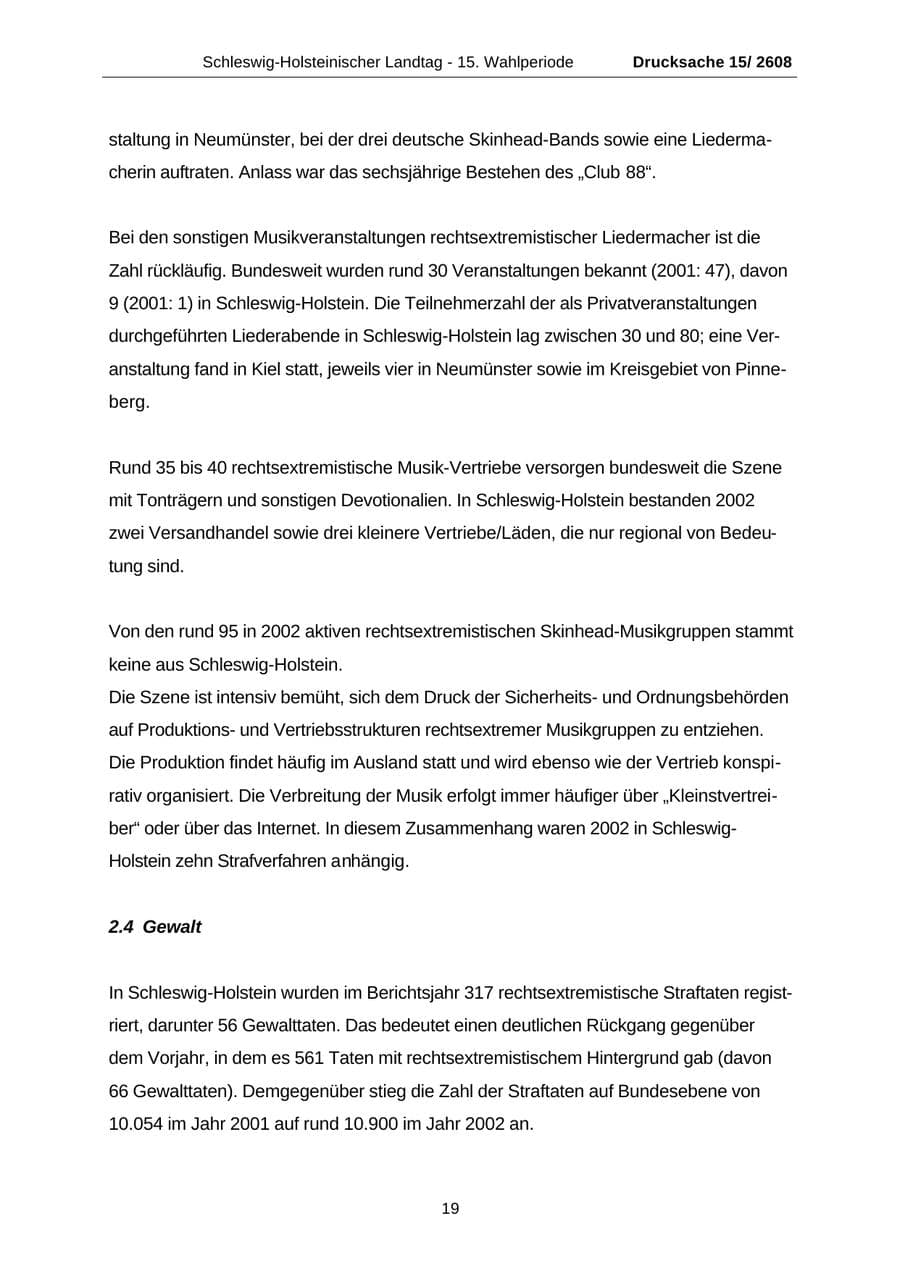Seite 19 des Verfassungsschutzbericht 2002 Schleswig-Holstein