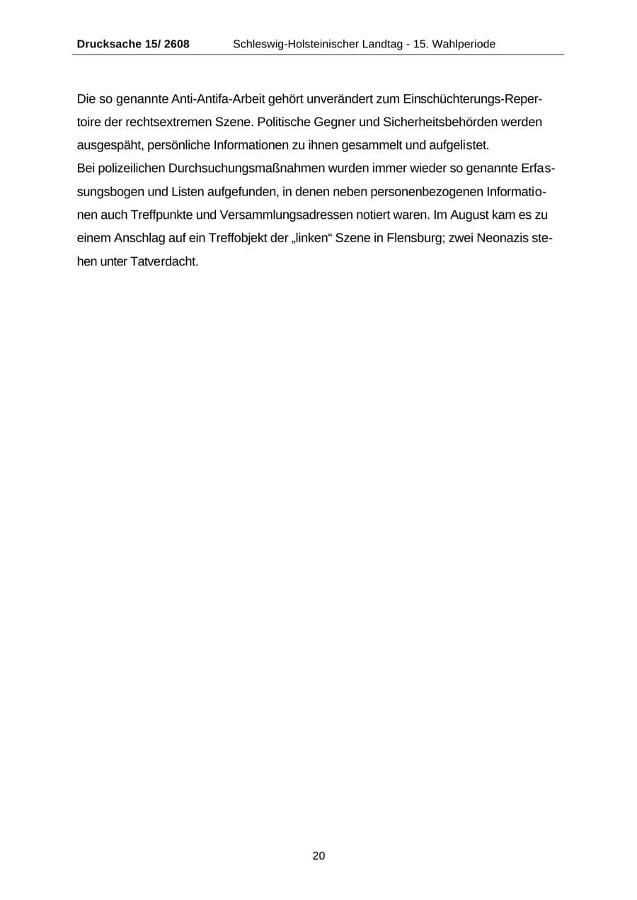 Seite 20 des Verfassungsschutzbericht 2002 Schleswig-Holstein
