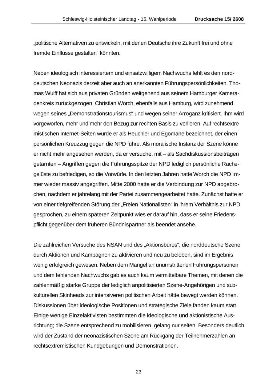 Seite 23 des Verfassungsschutzbericht 2002 Schleswig-Holstein