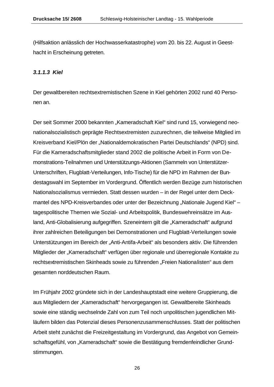 Seite 26 des Verfassungsschutzbericht 2002 Schleswig-Holstein