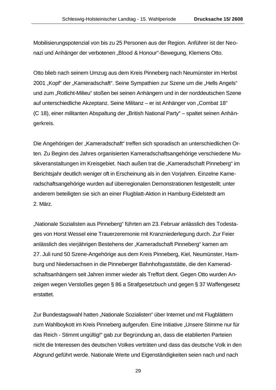 Seite 29 des Verfassungsschutzbericht 2002 Schleswig-Holstein