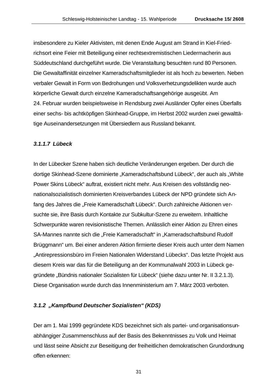 Seite 31 des Verfassungsschutzbericht 2002 Schleswig-Holstein