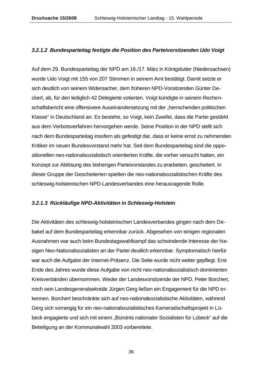 Seite 36 des Verfassungsschutzbericht 2002 Schleswig-Holstein