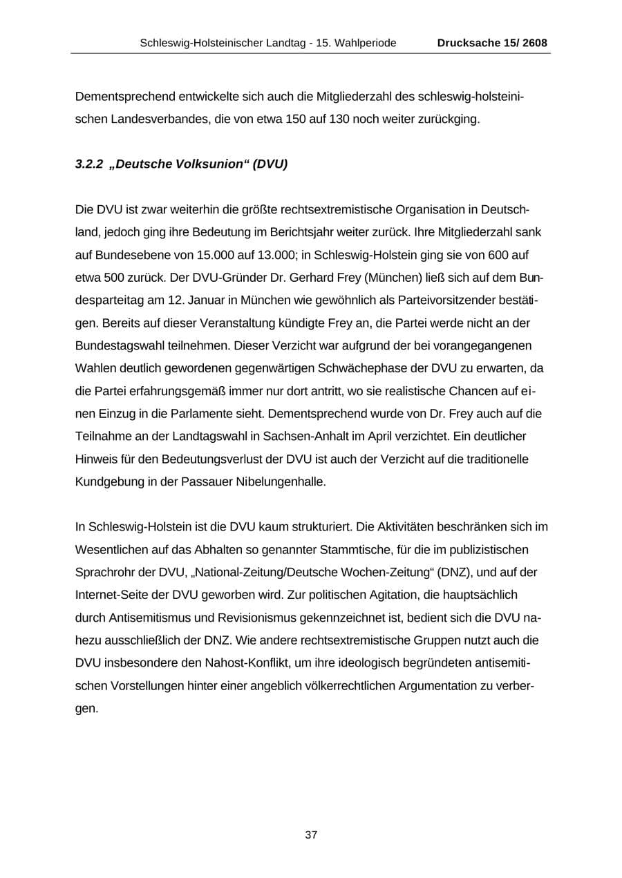 Seite 37 des Verfassungsschutzbericht 2002 Schleswig-Holstein