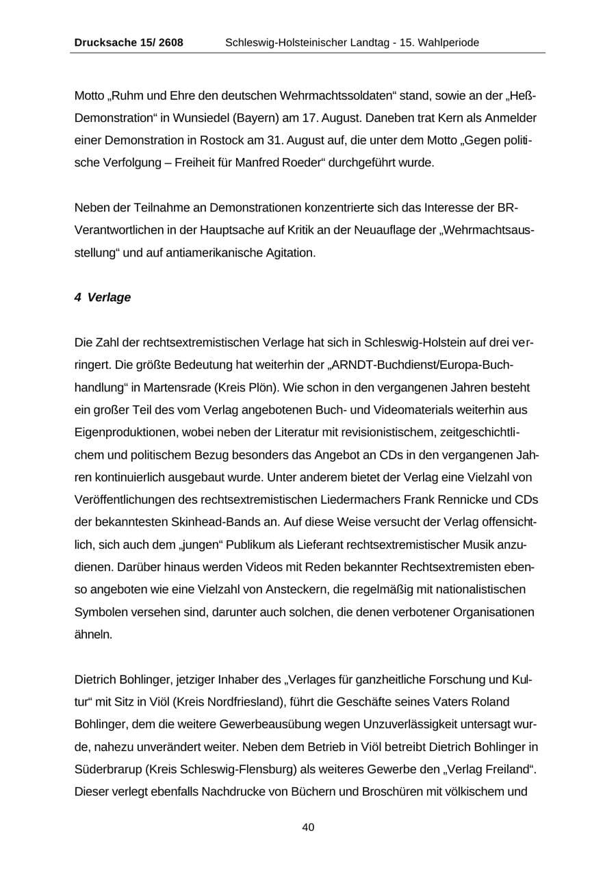 Seite 40 des Verfassungsschutzbericht 2002 Schleswig-Holstein
