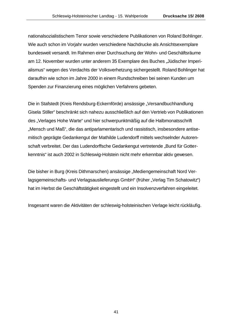 Seite 41 des Verfassungsschutzbericht 2002 Schleswig-Holstein