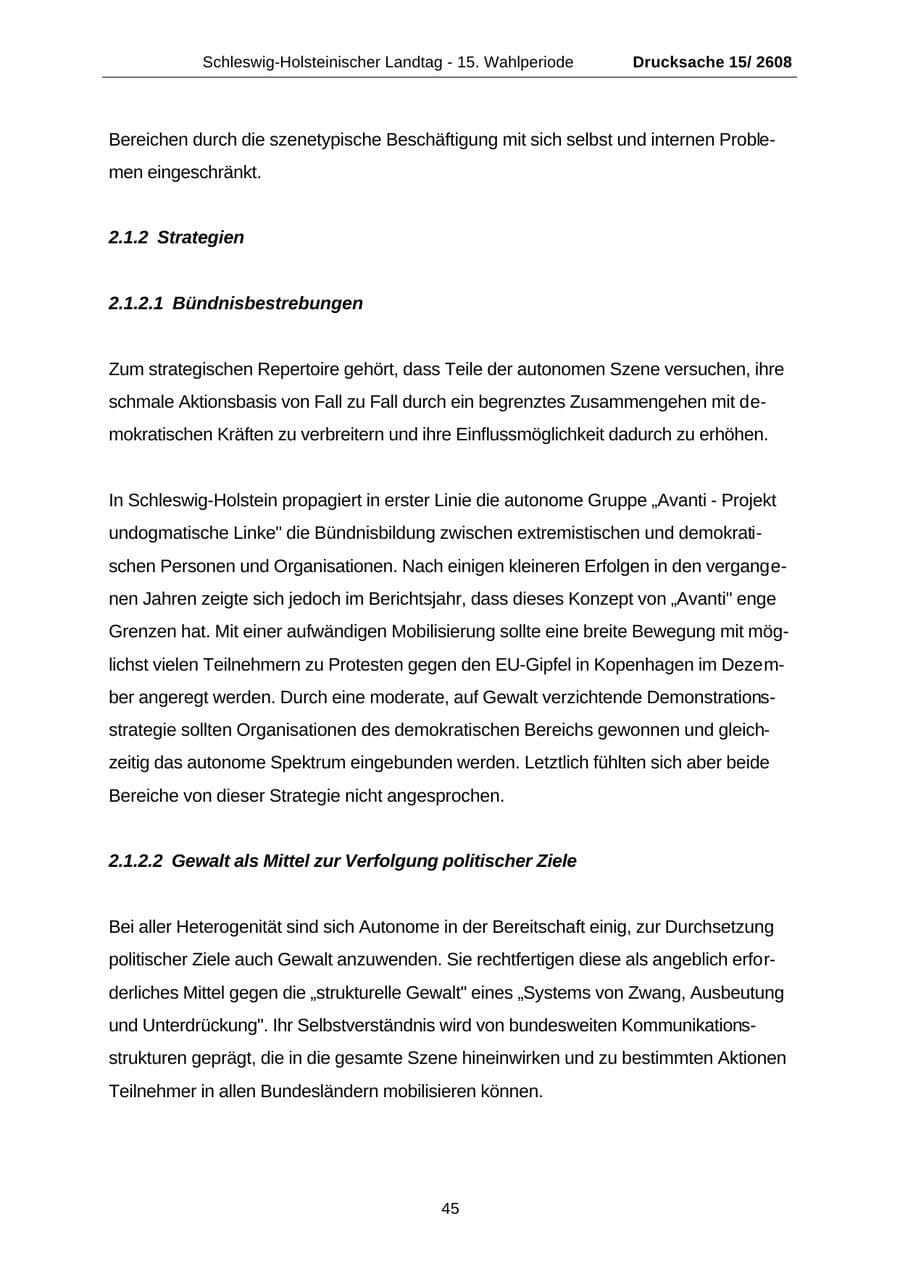 Seite 45 des Verfassungsschutzbericht 2002 Schleswig-Holstein