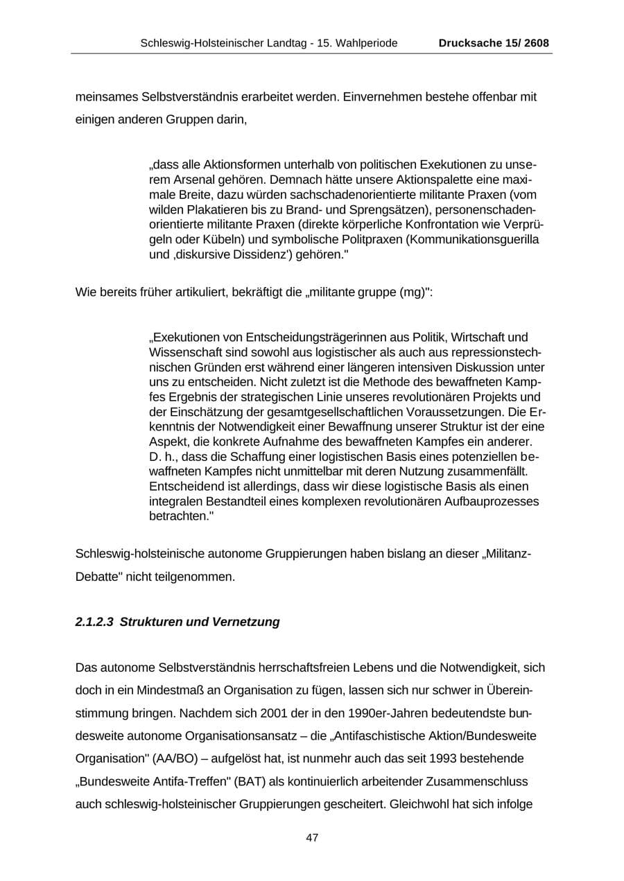 Seite 47 des Verfassungsschutzbericht 2002 Schleswig-Holstein