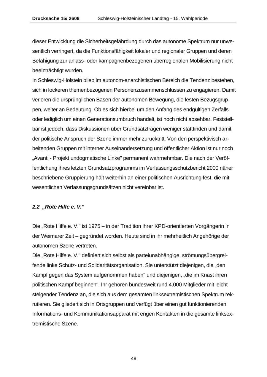 Seite 48 des Verfassungsschutzbericht 2002 Schleswig-Holstein