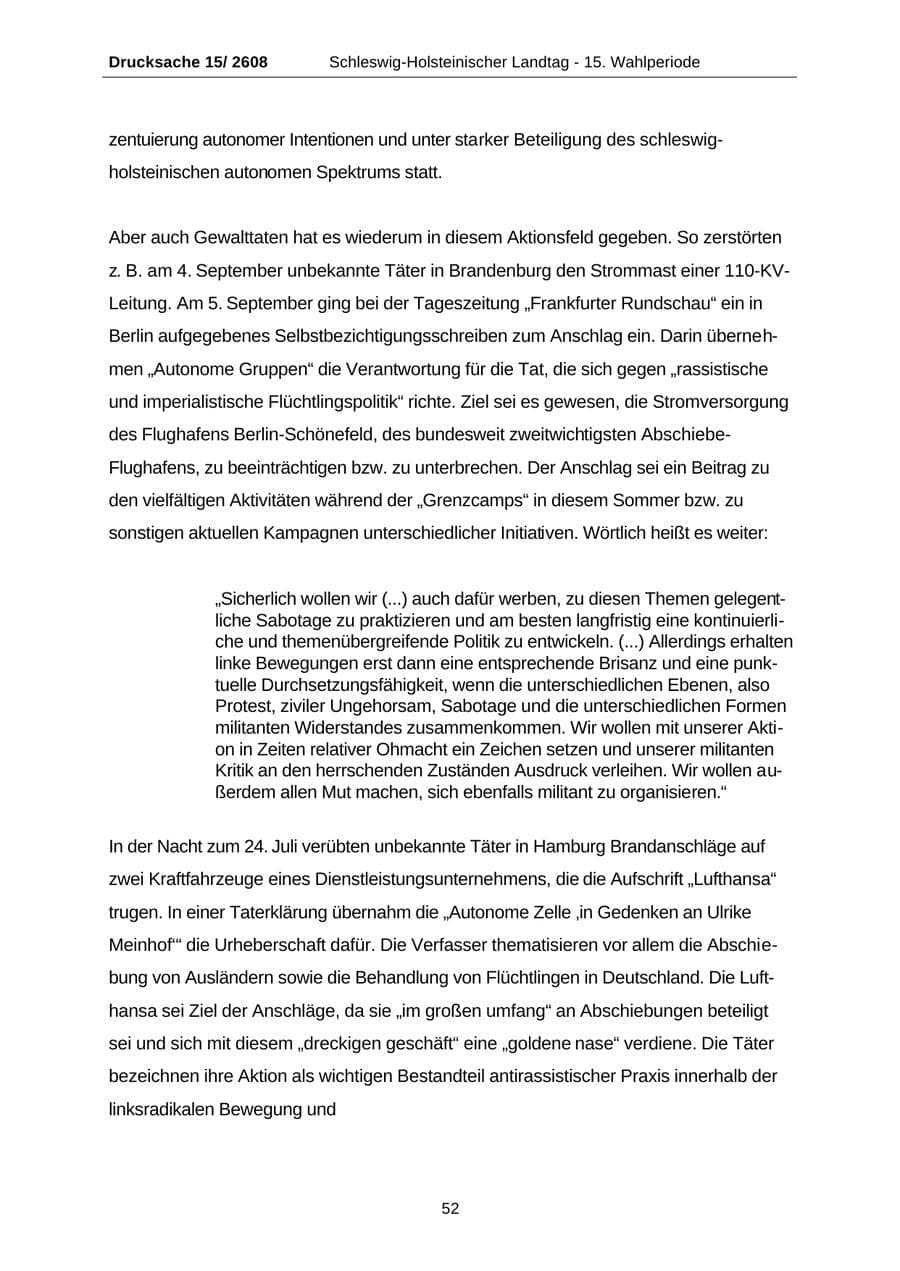 Seite 52 des Verfassungsschutzbericht 2002 Schleswig-Holstein