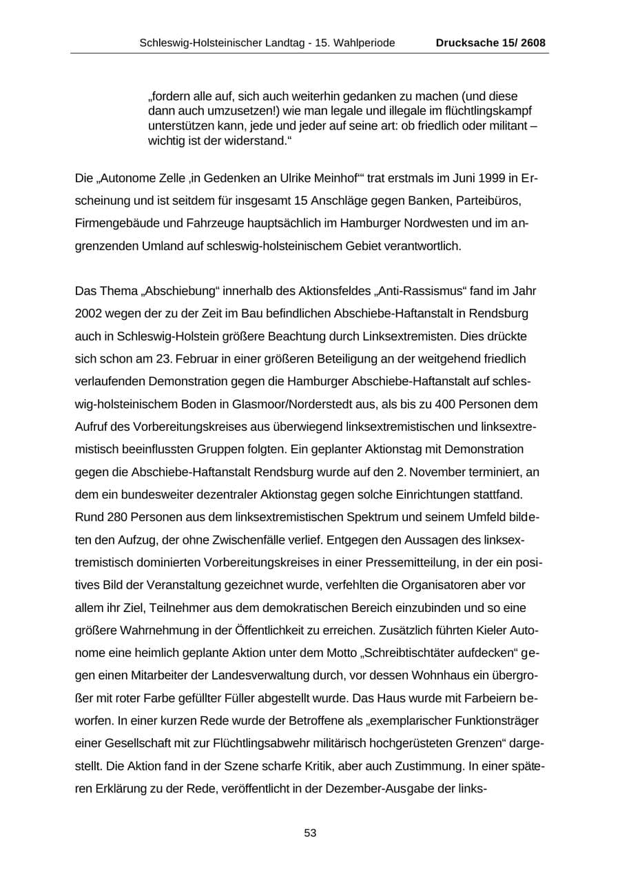 Seite 53 des Verfassungsschutzbericht 2002 Schleswig-Holstein