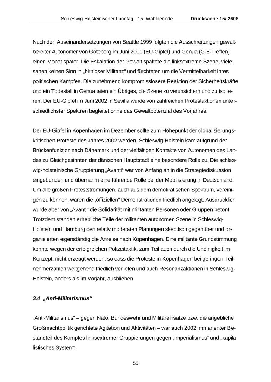 Seite 55 des Verfassungsschutzbericht 2002 Schleswig-Holstein
