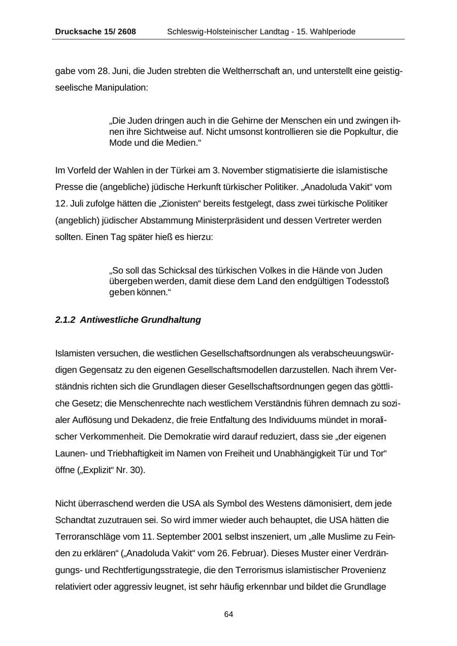 Seite 64 des Verfassungsschutzbericht 2002 Schleswig-Holstein