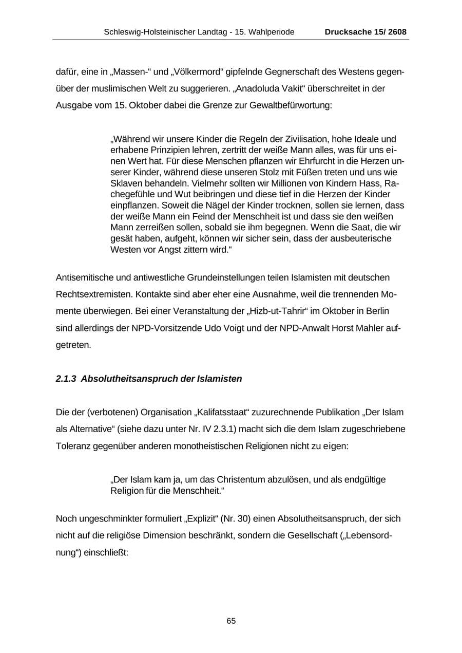 Seite 65 des Verfassungsschutzbericht 2002 Schleswig-Holstein