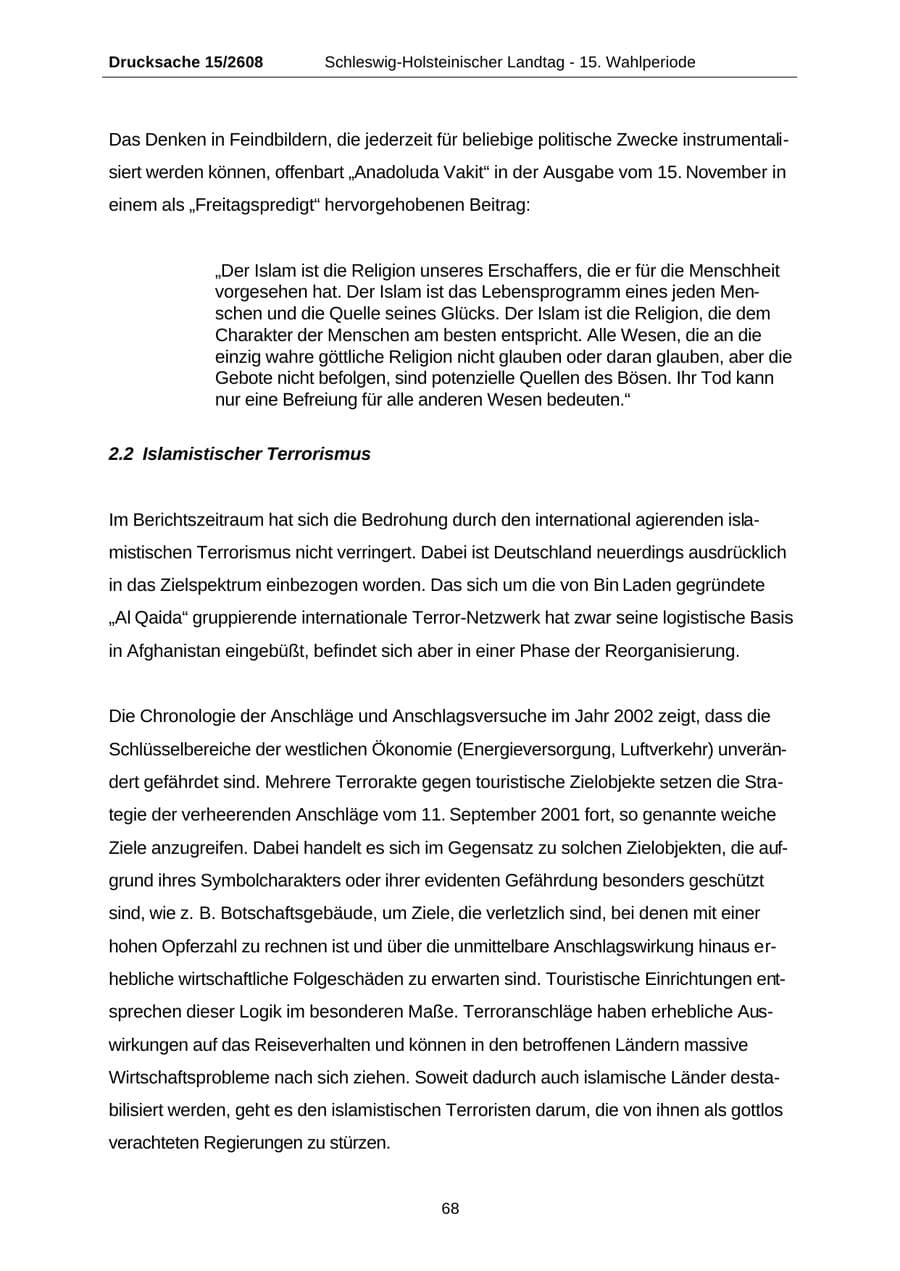 Seite 68 des Verfassungsschutzbericht 2002 Schleswig-Holstein