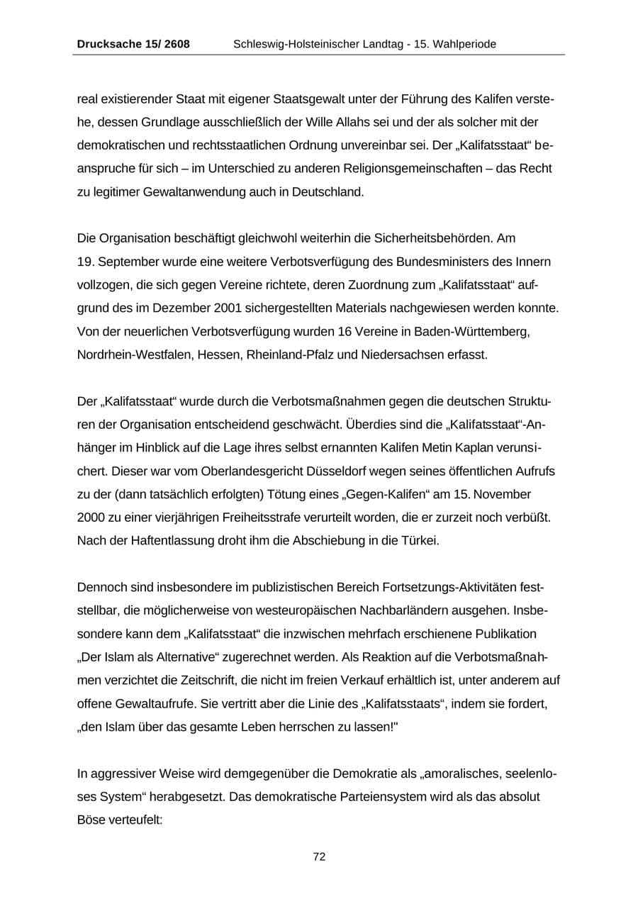 Seite 72 des Verfassungsschutzbericht 2002 Schleswig-Holstein
