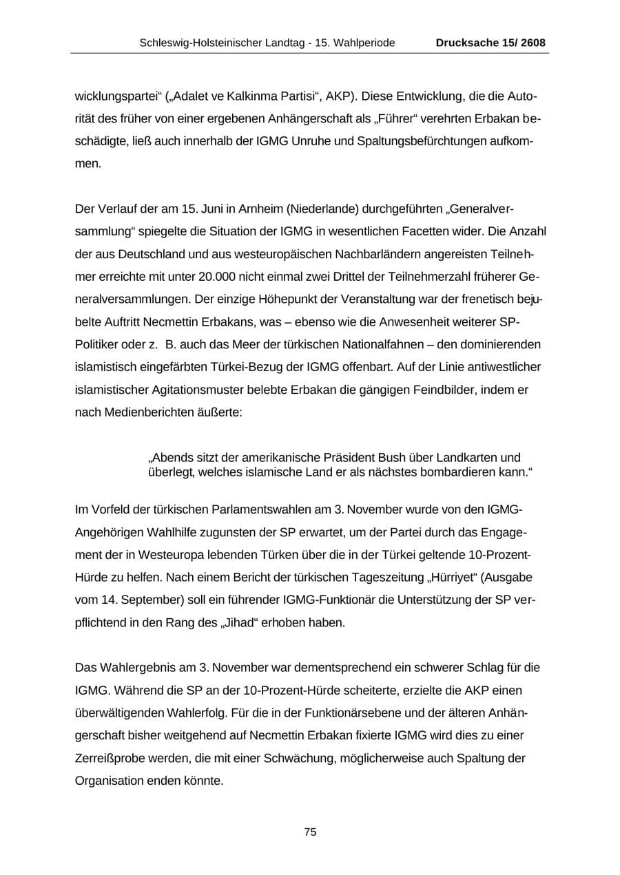 Seite 75 des Verfassungsschutzbericht 2002 Schleswig-Holstein