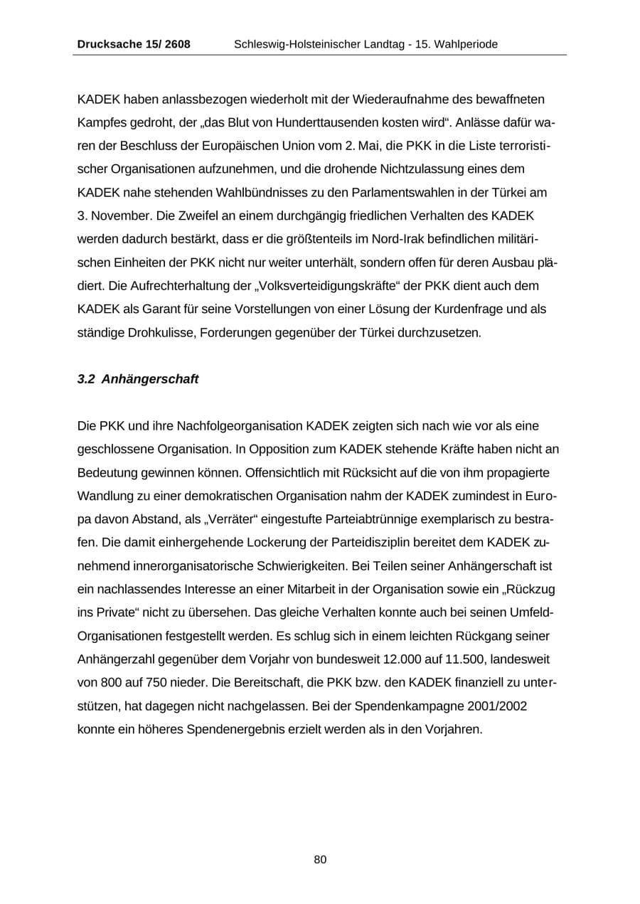 Seite 80 des Verfassungsschutzbericht 2002 Schleswig-Holstein