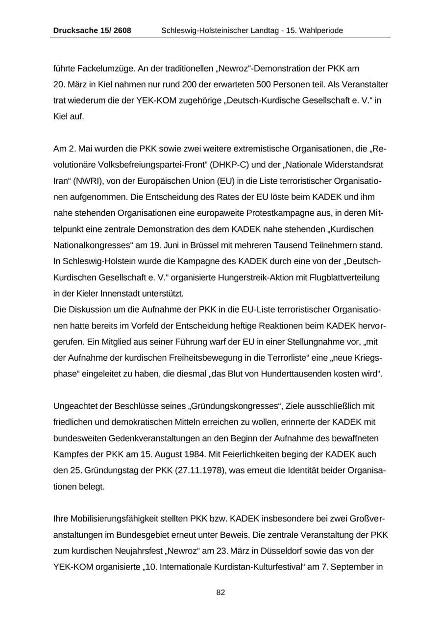 Seite 82 des Verfassungsschutzbericht 2002 Schleswig-Holstein