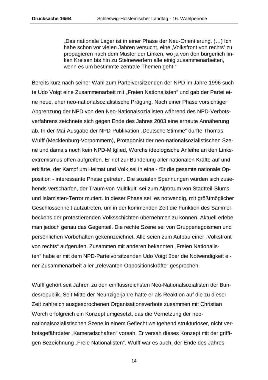 Seite 14 des Verfassungsschutzbericht 2004 Schleswig-Holstein