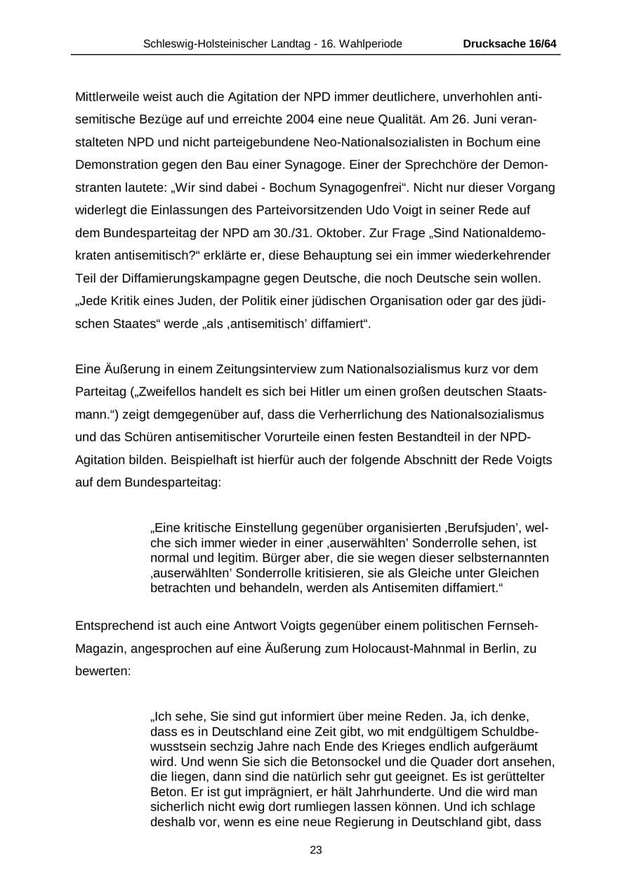 Seite 23 des Verfassungsschutzbericht 2004 Schleswig-Holstein