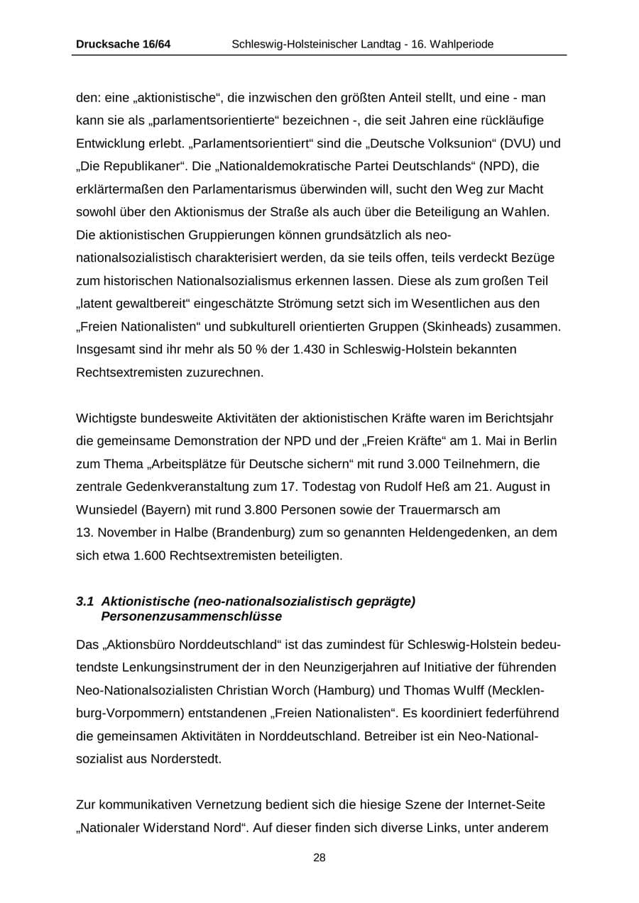 Seite 28 des Verfassungsschutzbericht 2004 Schleswig-Holstein