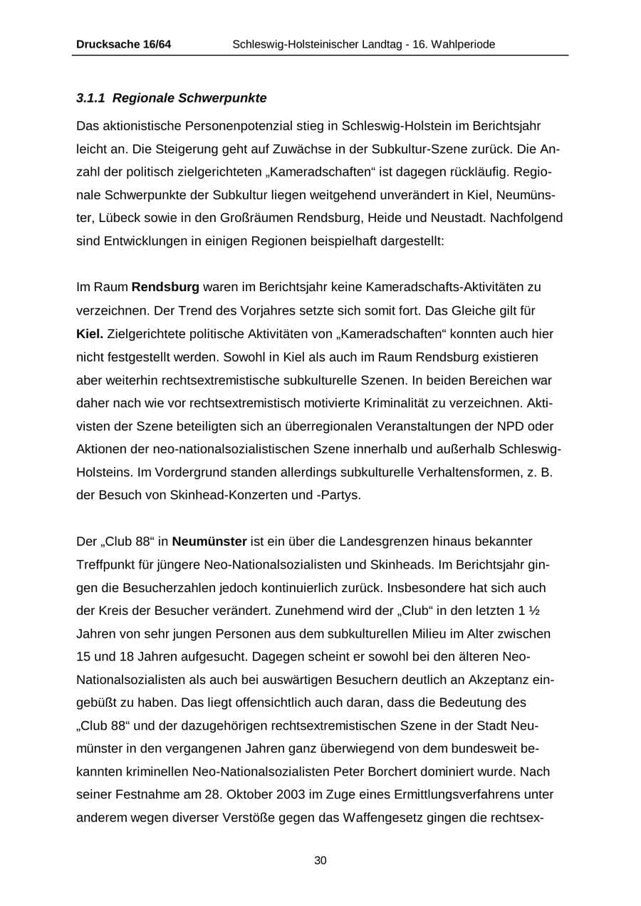 Seite 30 des Verfassungsschutzbericht 2004 Schleswig-Holstein