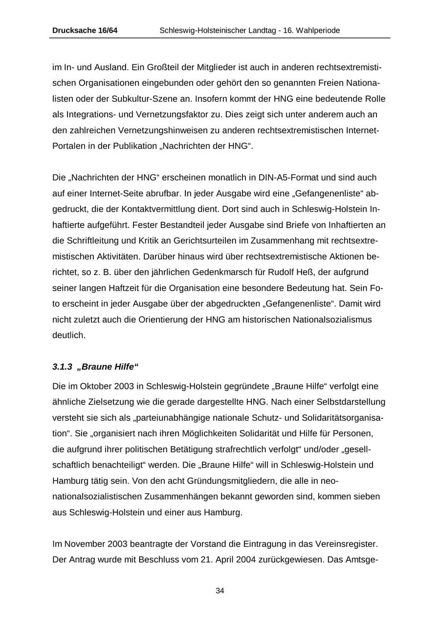 Seite 34 des Verfassungsschutzbericht 2004 Schleswig-Holstein