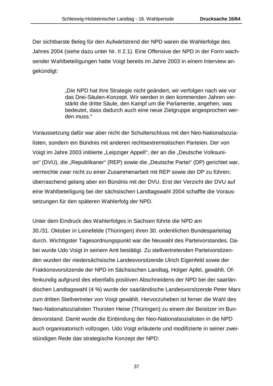 Seite 37 des Verfassungsschutzbericht 2004 Schleswig-Holstein