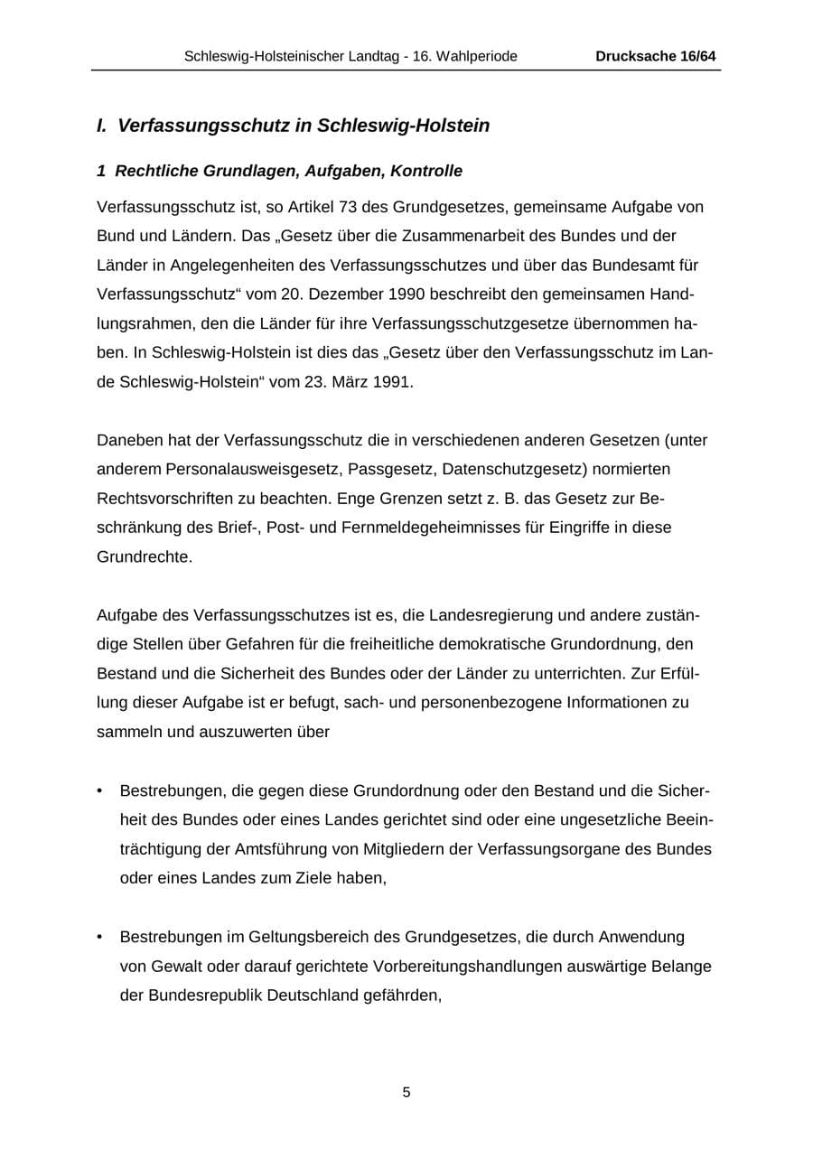 Seite 5 des Verfassungsschutzbericht 2004 Schleswig-Holstein