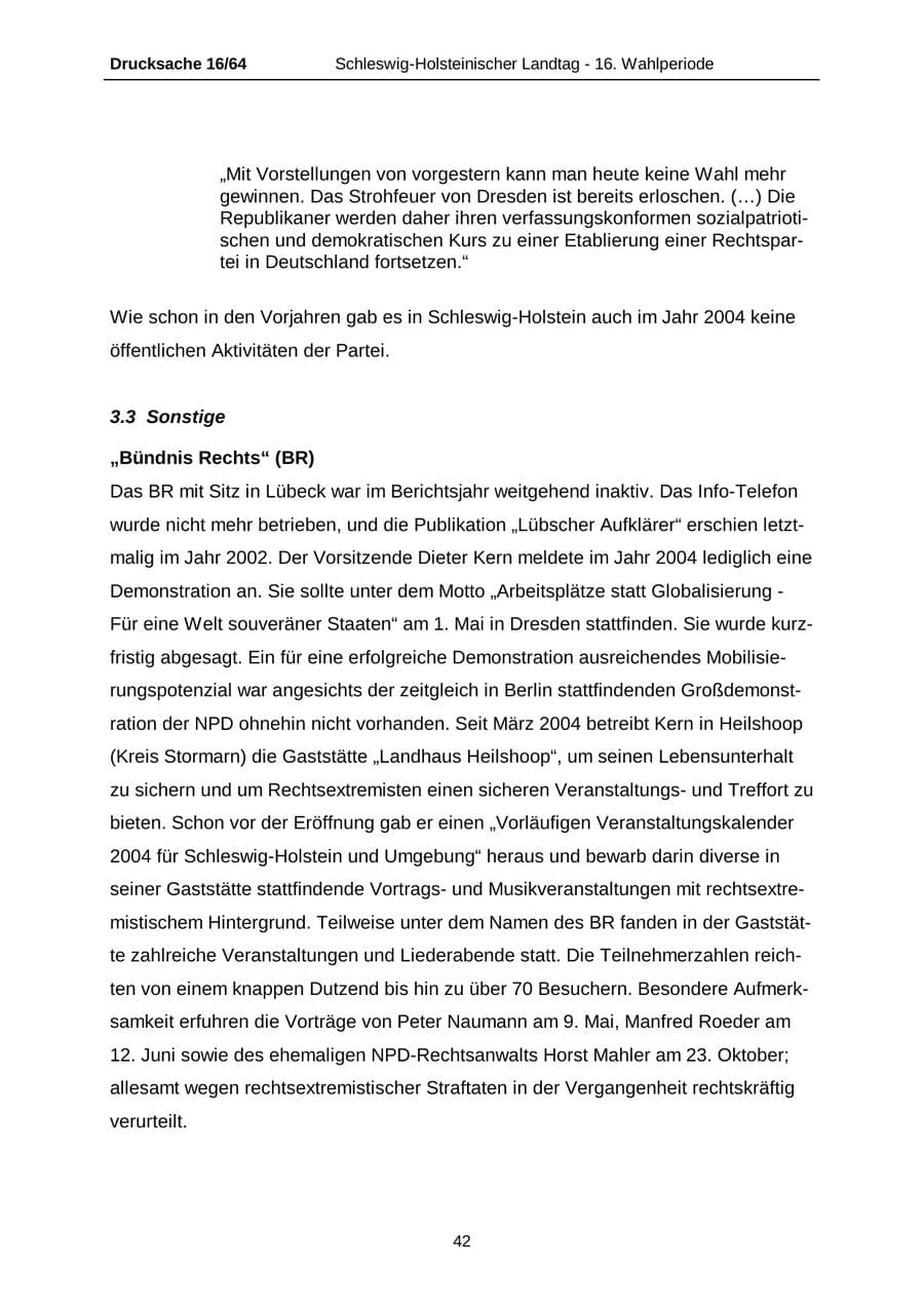 Seite 42 des Verfassungsschutzbericht 2004 Schleswig-Holstein
