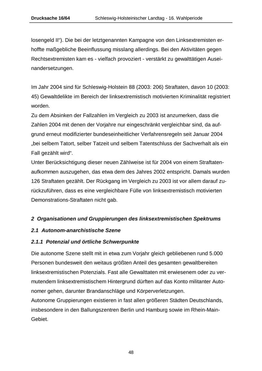 Seite 48 des Verfassungsschutzbericht 2004 Schleswig-Holstein