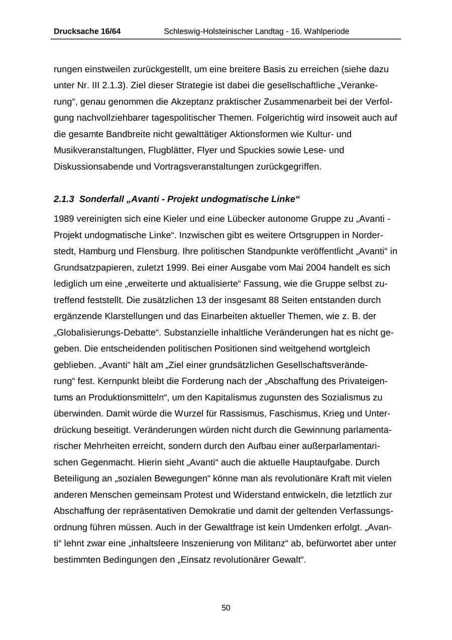 Seite 50 des Verfassungsschutzbericht 2004 Schleswig-Holstein