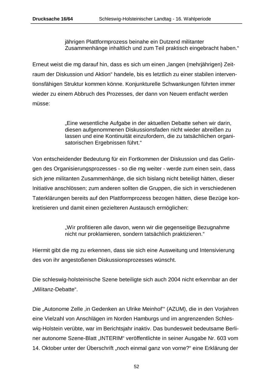Seite 52 des Verfassungsschutzbericht 2004 Schleswig-Holstein