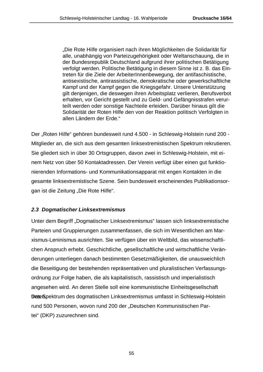 Seite 55 des Verfassungsschutzbericht 2004 Schleswig-Holstein