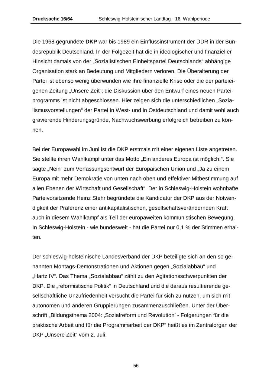 Seite 56 des Verfassungsschutzbericht 2004 Schleswig-Holstein